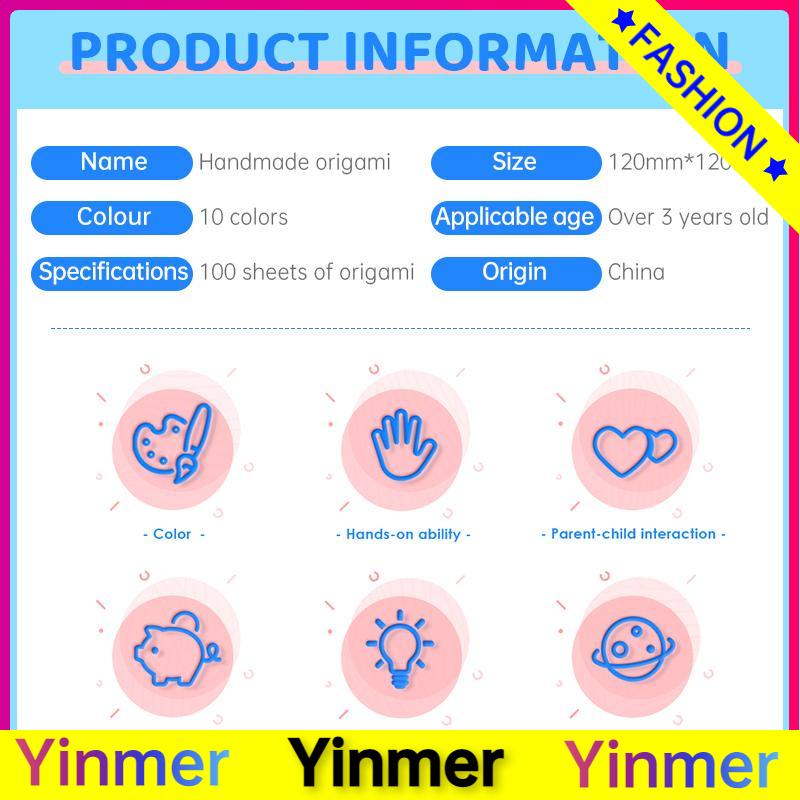 COD✨ Kertas Karton Buatan tangan 10 warna anak-anak Karton Kertas Origami Siswa Sekolah Dasar Taman Kanak-kanak-Yinmer