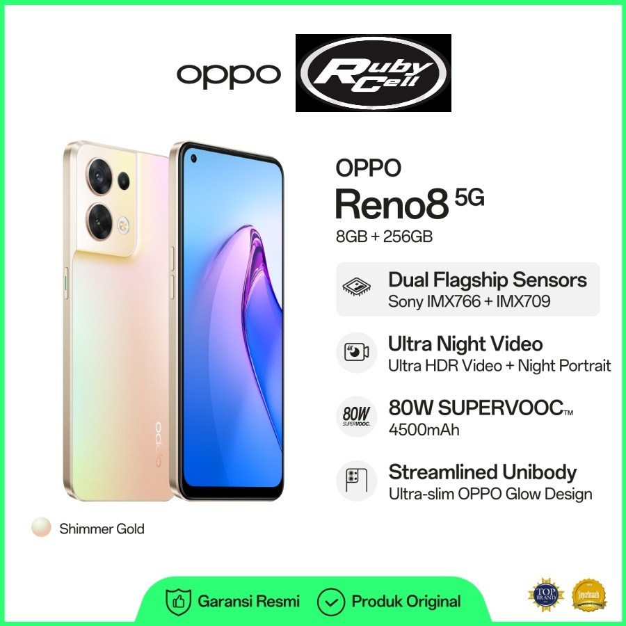 OPPO Reno 8 5G 8/128 baru - Garansi resmi