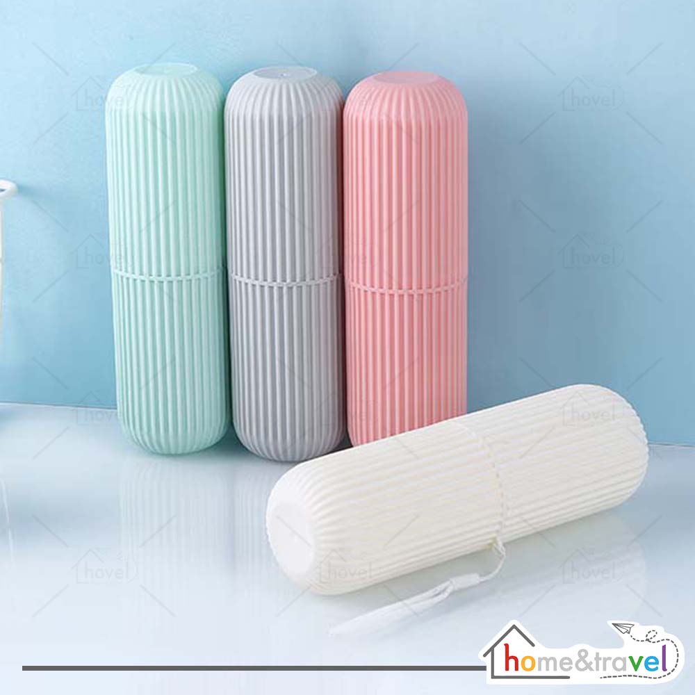 HOVELSHOP Kotak Tempat Sikat Gigi Odol Polos Travel Portable Pastel Series