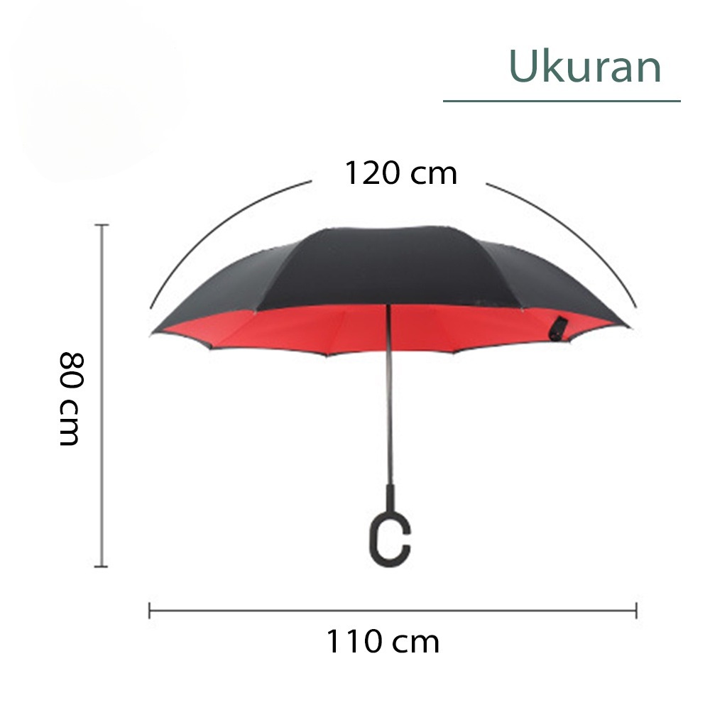 Payung Terbalik Reverse Umbrella Payung Mobil Besar Gagang C - SY01