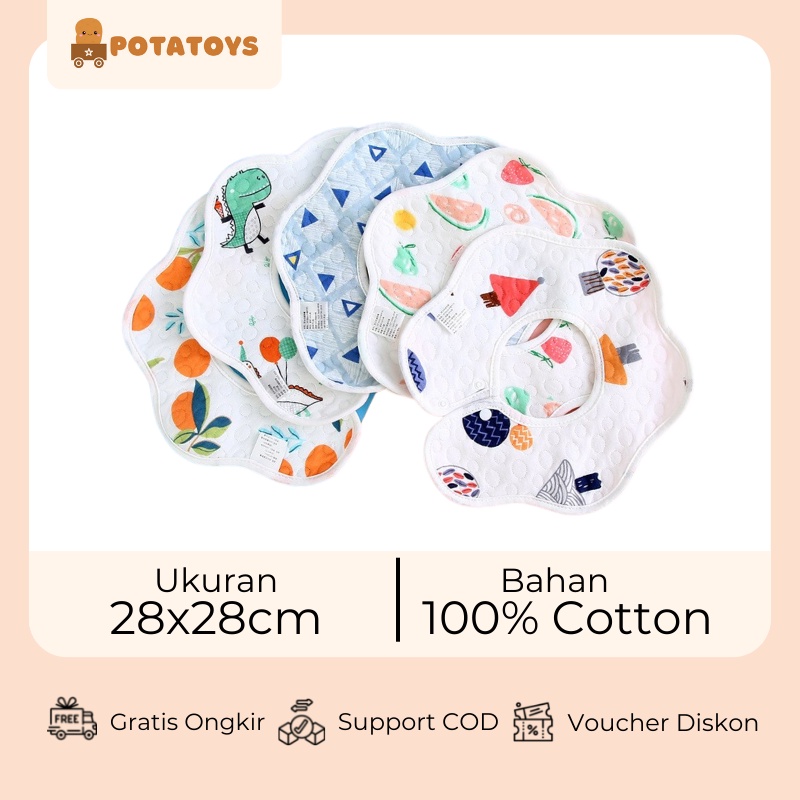 [ Potatoys ] Baby Bib / Slaber / Celemek Kain Baby Newborn / Celemek Mpasi