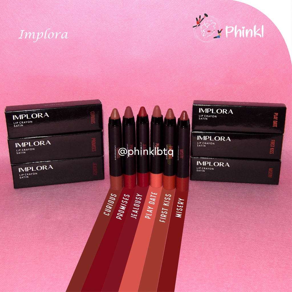 `ღ´ PHINKL `ღ´ IMPLORA LIP CRAYON lipstick mattee bentuk unik bisa untuk ombre lips