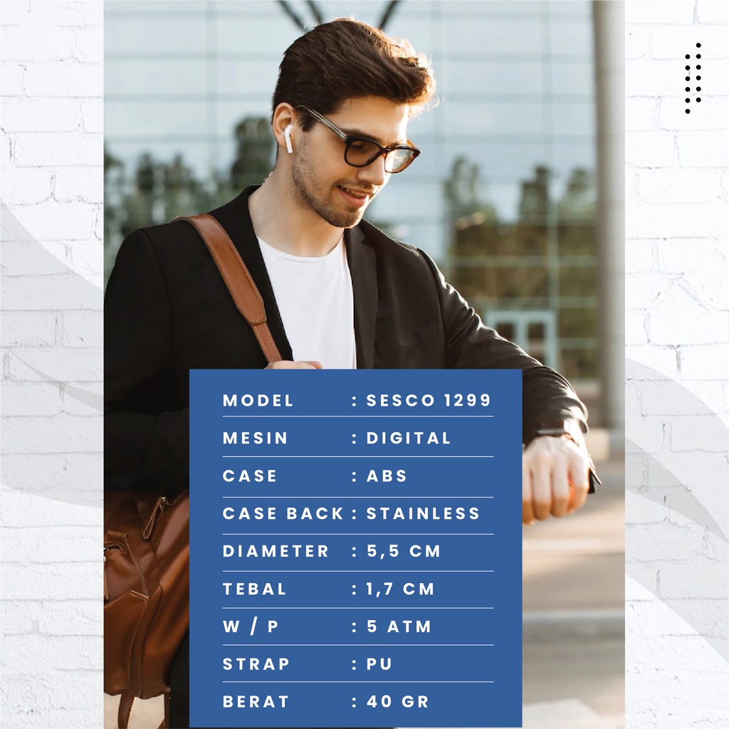 SESCO 1299 Jam Tangan Digital Pria Original Bergaransi Resmi-1