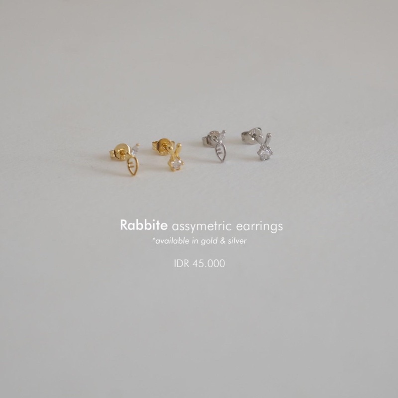 Ark.co - RABBITE assymetric earrings anting kelinci bunny simple minimalis