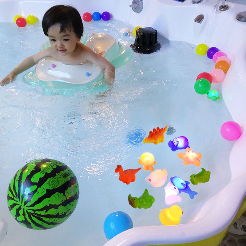 Mainan Kolam Renang Bentuk Dinosaurus Bahan Karet Dengan LED Untuk Bayi
