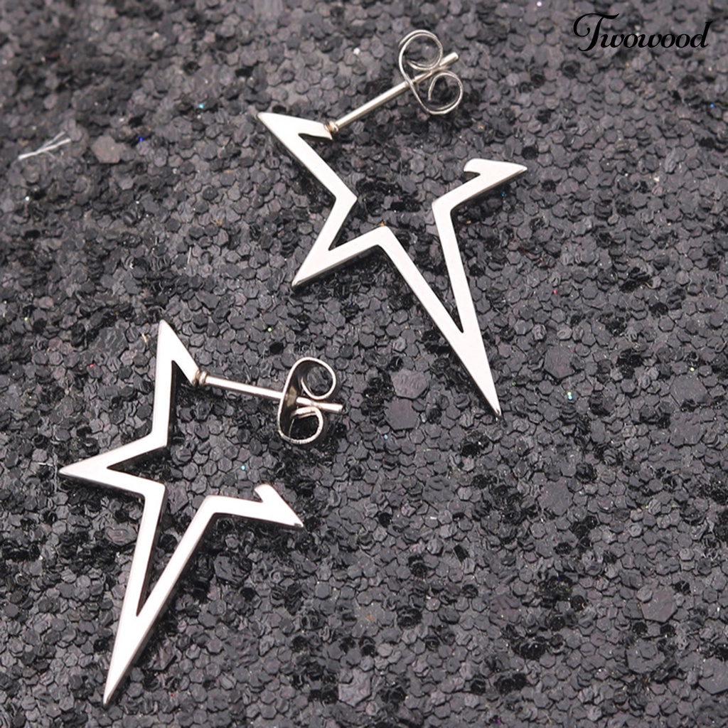 1 Pasang Anting Menjuntai Bentuk Pentagram Bahan Alloy Gaya Hip hop Untuk Wanita