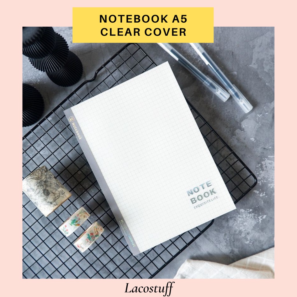

LACOSTUFF Notebook Grid A5 Clear Cover Buku A5 Kotak 80 Halaman