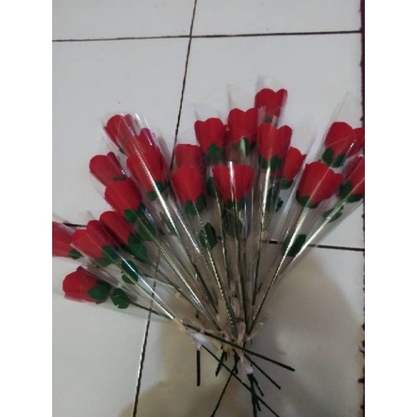 Bunga Mawar 1 tangkai/bunga flanel/Buket 1 tangkai