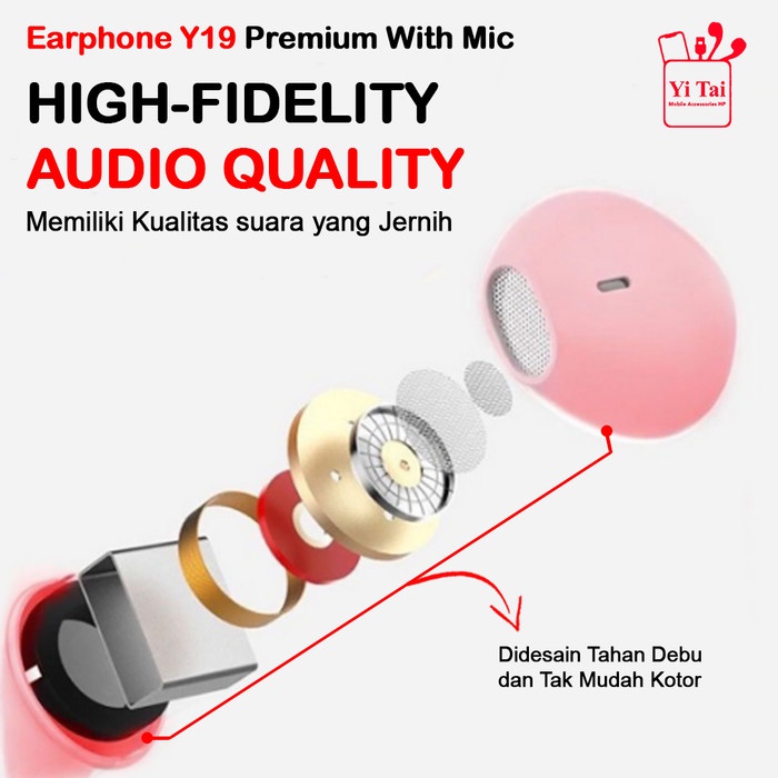 HANSFREE JACK 3.5 MACARON - HEADSET MACARON EXTRA BASS YITAI YT-19