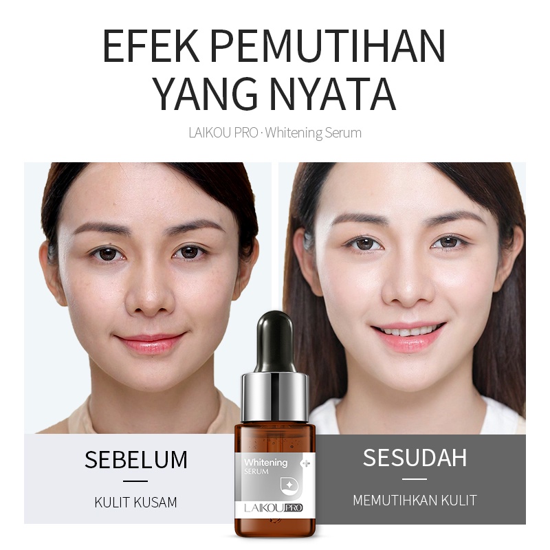 LAIKOU PRO Serum Mencerahkan Memudarkan Flek Esensial Mengencangkan Pori-pori 12ml