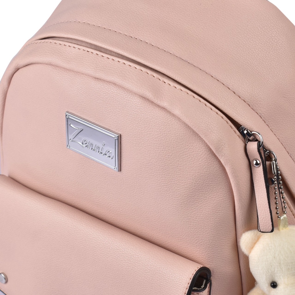 Tas Kulit Zennia 5019 Ransel Wanita Casual Korea Punggung Kerja Sekolah Kuliah Backpack Perempuan Selempang Cewek Bag Free Boneka