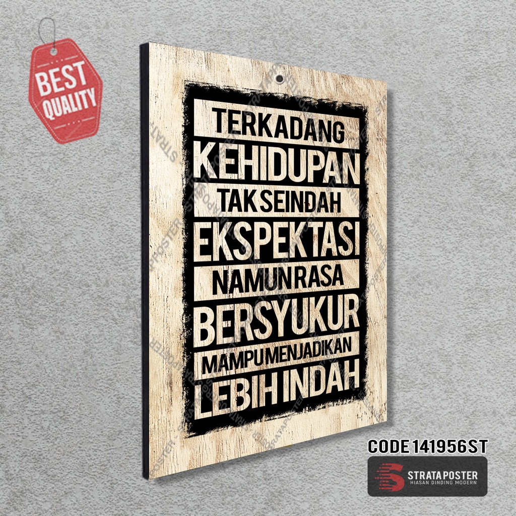 Poster motivasi Hiasan dinding kayu Dekorasi ruangan Wall decor Typography