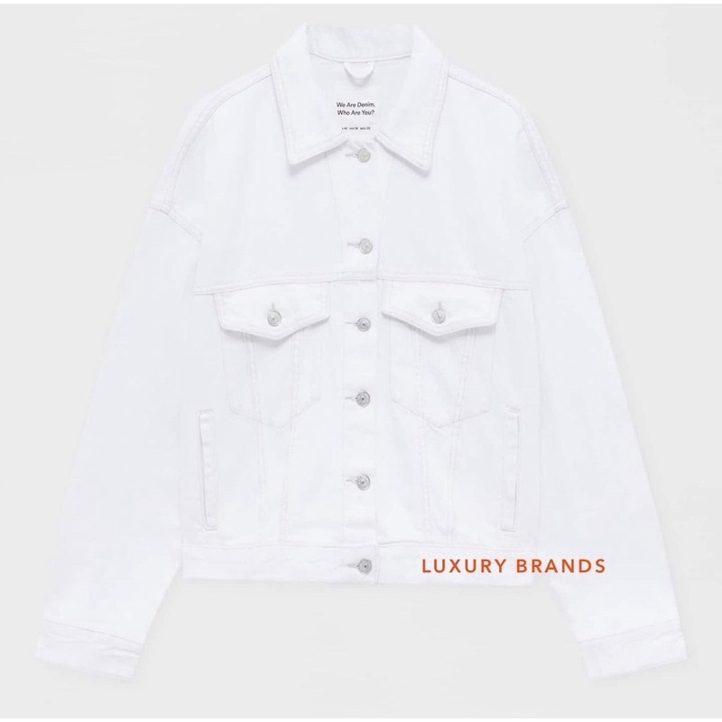 Jaket Denim PULL AND BEAR Original Drop-shoulder Denim Jacket White