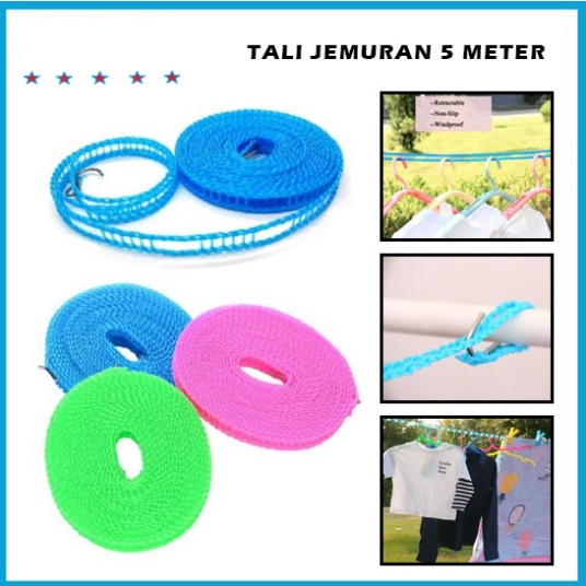 Tali Jemuran Baju 5 meter Gantungan Baju | Tali Jemuran Hanger Retractable | Tali Jemuran Praktis