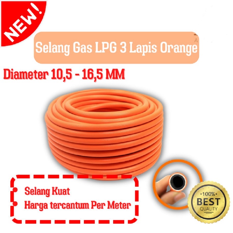 Selang Gas Lpg Meteran Orange Regulator Gas SNI Anti Bocor Anti Gigitan Tikus Ecer Per Meter