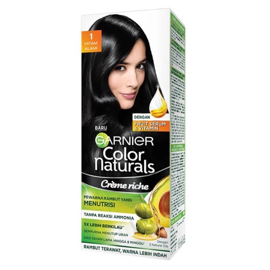 GARNIER HAIR COLOR NATURAL NO 1 HITAM  Kotak/Box exp 2025