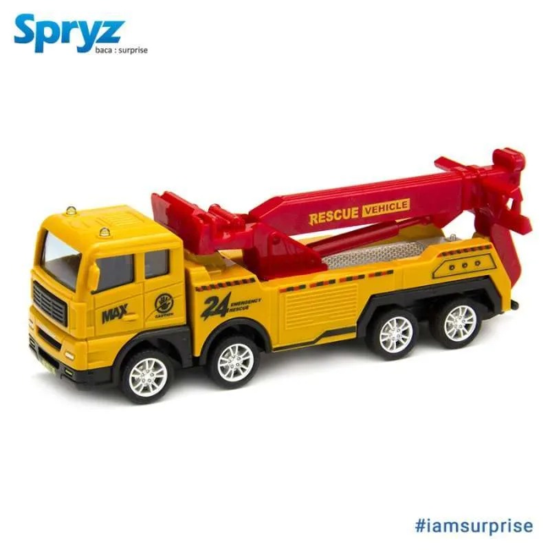 Mainan Miniatur Truk Konstruksi Crane Excavator Penyelamat Pengait Spryz Construx 1:55