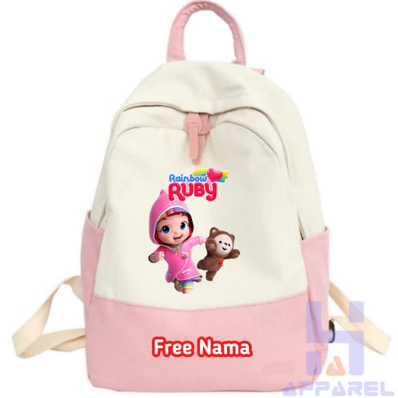 TAS RANSEL ANAK RAINBOW RUBY FREE NAMA