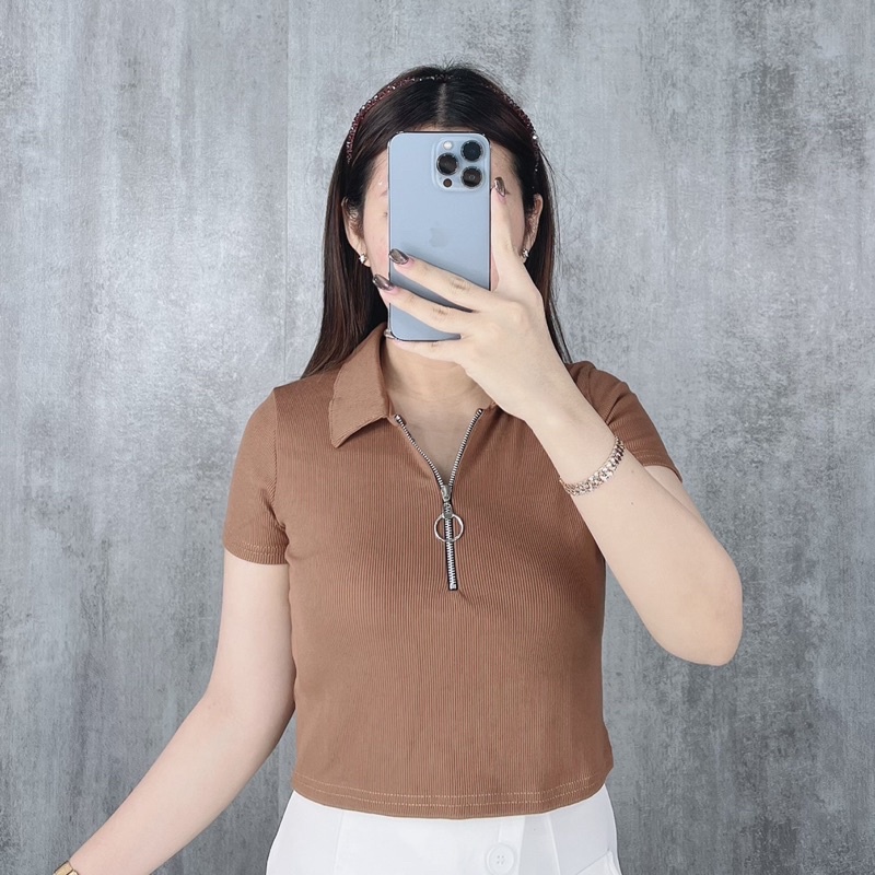 Crop top Zipper | Crop top rib