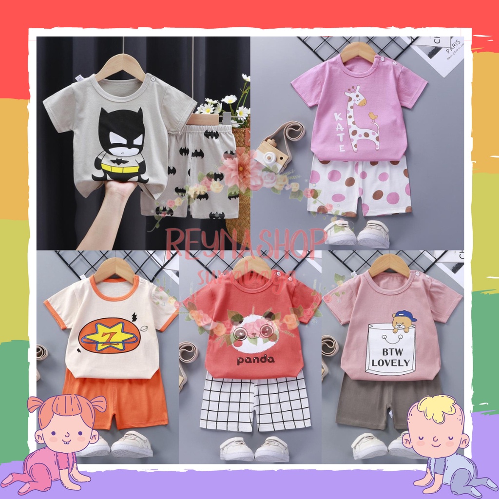 (NCK-NCO|NCR)  Setelan Pendek Anak Fahsion Setelan Main Import HP Baju Santai Anak Motif Lucu
