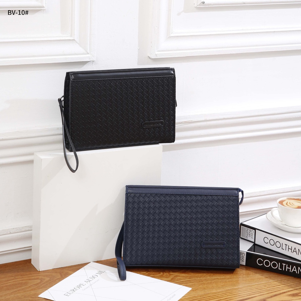 Tas Pria Clutch Kulit #BV-10 Tipis 27cm Medium Semi Platinum Fashion