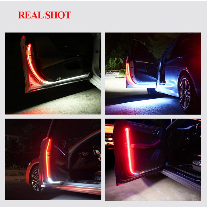 DIY Lampu LED Strip Buka Welcome Warning Pintu Mobil Merah Putih 120cm