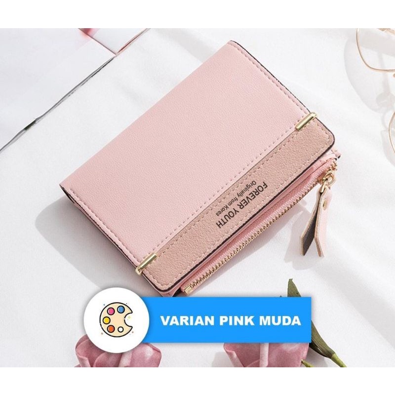 Medan Termurah KD55 Dompet lipat zipper wanita Dompet cantik import Zipper