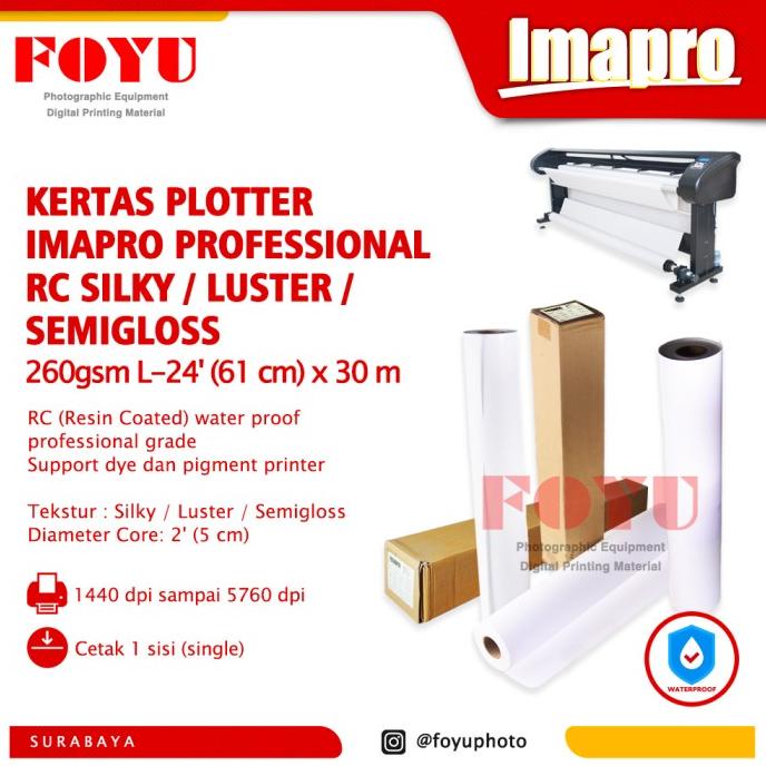 

HARGA DISKON Kertas Plotter Imapro Professional RC Silky Luster 260gsm L-24'x30m