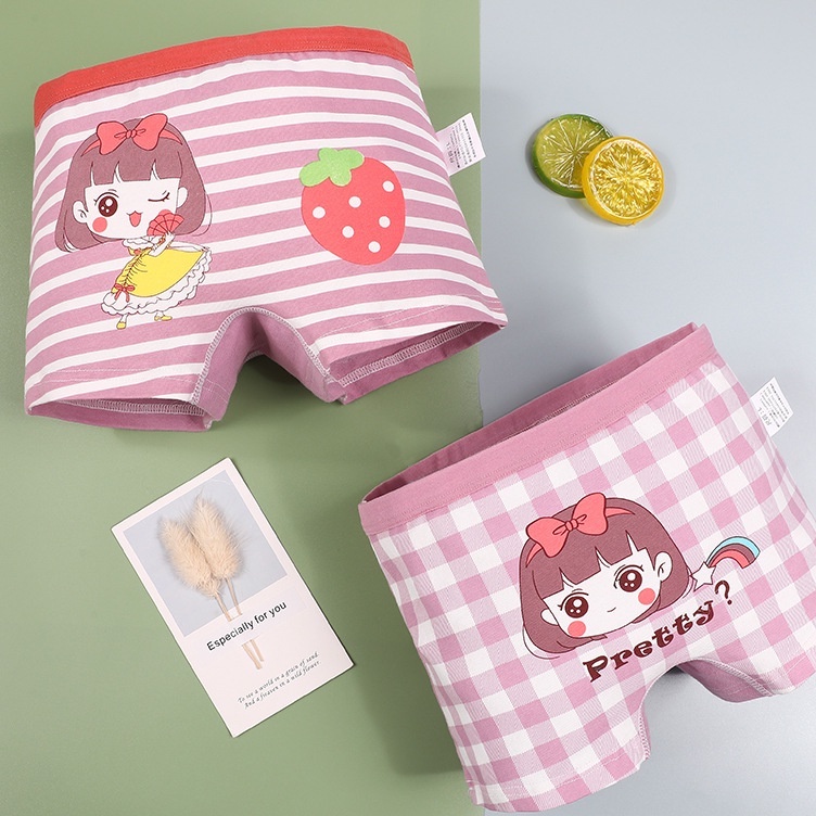 3SP | UWR88 Celana Dalam Anak Perempuan Boxer Bahan Katun Gambar Kartun Korea Lucu