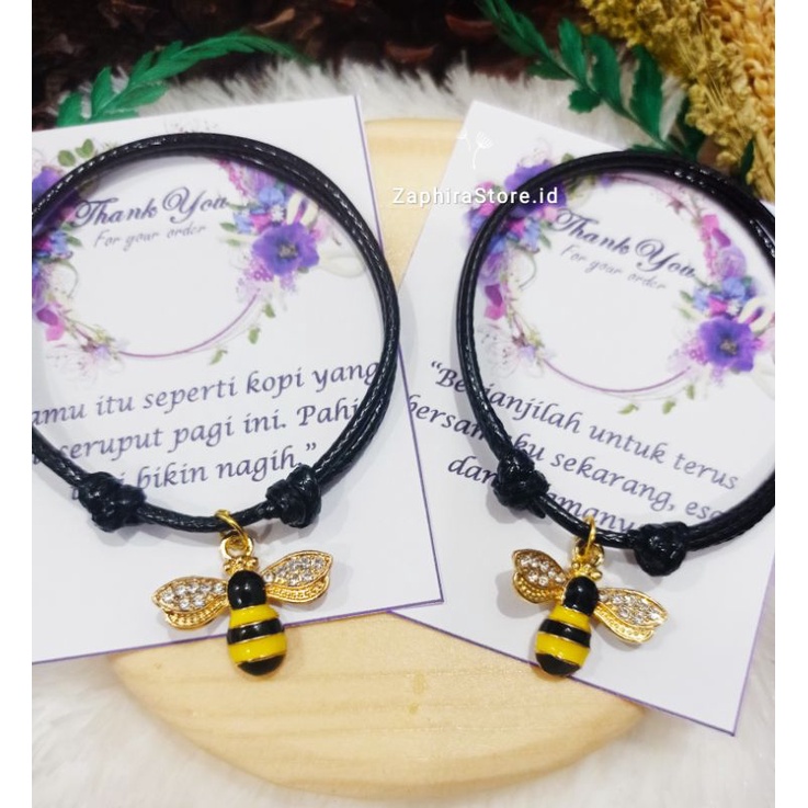 Zaphira [TERBARU] GELANG LUCU HONEYBEE / GELANG TALI LEBAH / GELANG PRIA WANITA