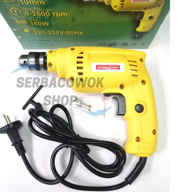 Mesin Bor Listrik Bor Tangan Kenmaster 10 Mm 2 Arah + Mata Bor Set