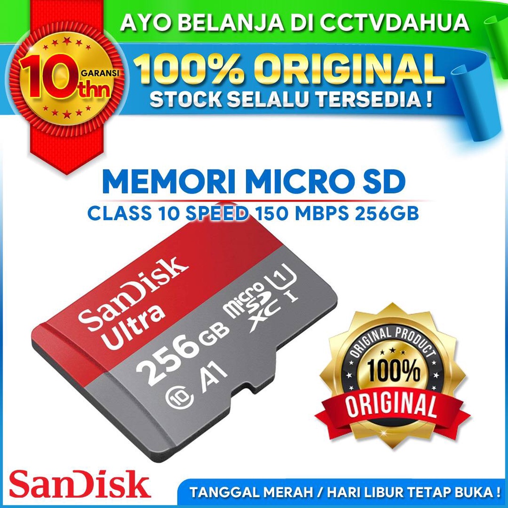 Sandisk Original 256GB Micro SD Ultra Class 10 150mb/s SQUAC A1 SDXC
