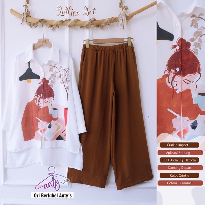 Ladies Set Baju Setelan Wanita Kekinian Setelan Terbaru One Set Jumbo Ld120cm Bahan Crinkle Fashion Outfit Korean Style