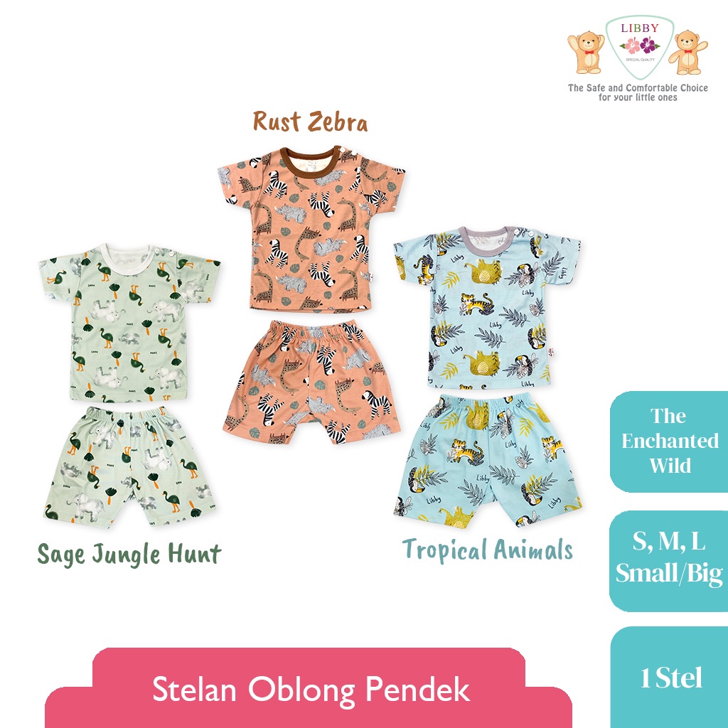 LIBBY Setelan Oblong Pendek - Celana Pendek Motif (1 setel) | Ukuran Besar