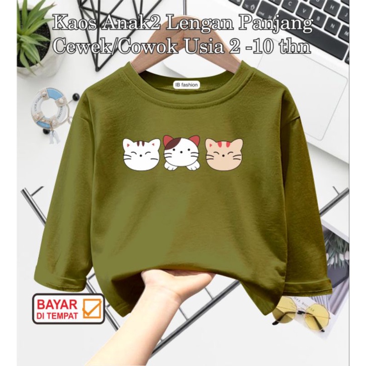 ((IB))KAOS ANAK UNISEX PANJANG/KUCING DIGITAL SABLON