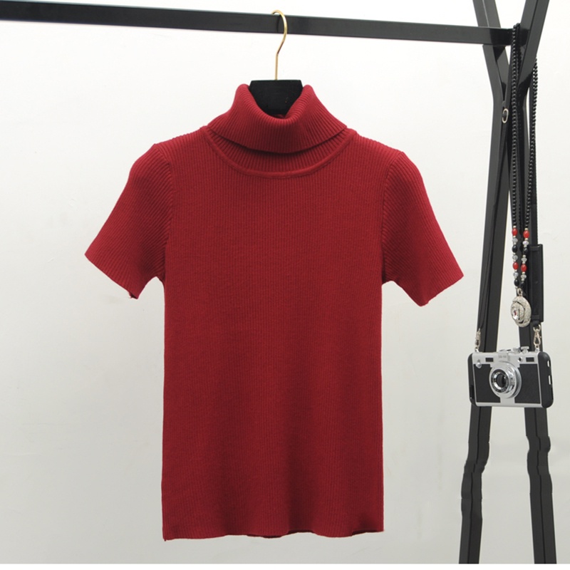 CS022 TURTELNEK RAJUT WANITA TANGAN PENDEK