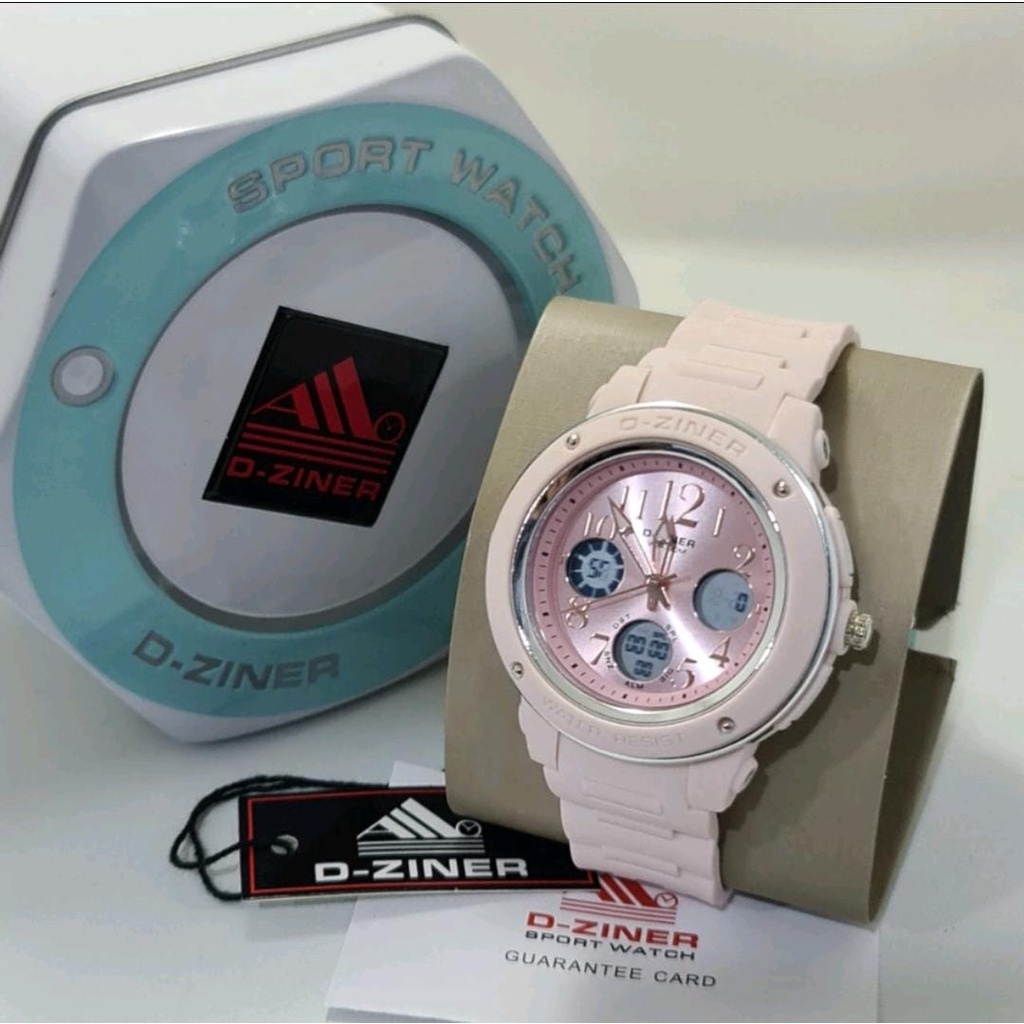 JAM TANGAN WANITA DZINER 8273 DIGITAL ANALOG DUAL TIME STRAP RUBBER ORIGINAL ANTI AIR - JAM TANGAN D-ZINER BABY-G BGA-150PG-2B1DR JAM TANGAN BABY G BGA 150 SPORTY