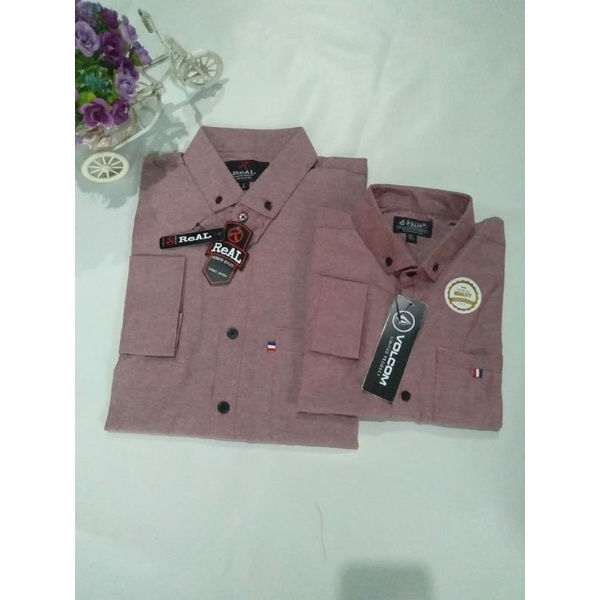 Kemeja Pria Lengan Pendek Oxford Warna Dusty (Bisa Couple Ayah&amp;Anak)