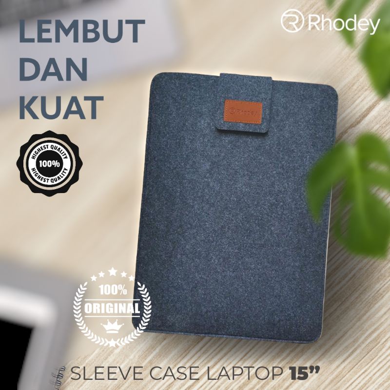 TERMURAH Rhodey Felt Sleeve Case Tas Pelindung Laptop Notebook Macbook Ipad 15 Inch Dark Gray