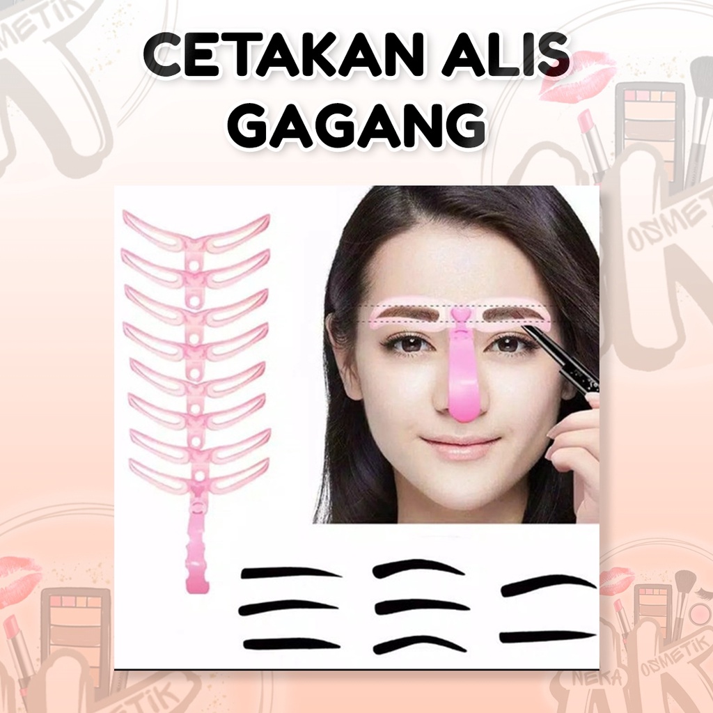 CETAKAN ALIS GAGANG SET 8 VARIAN BENTUK ALIS ( EYEBROW TEMPLATE )