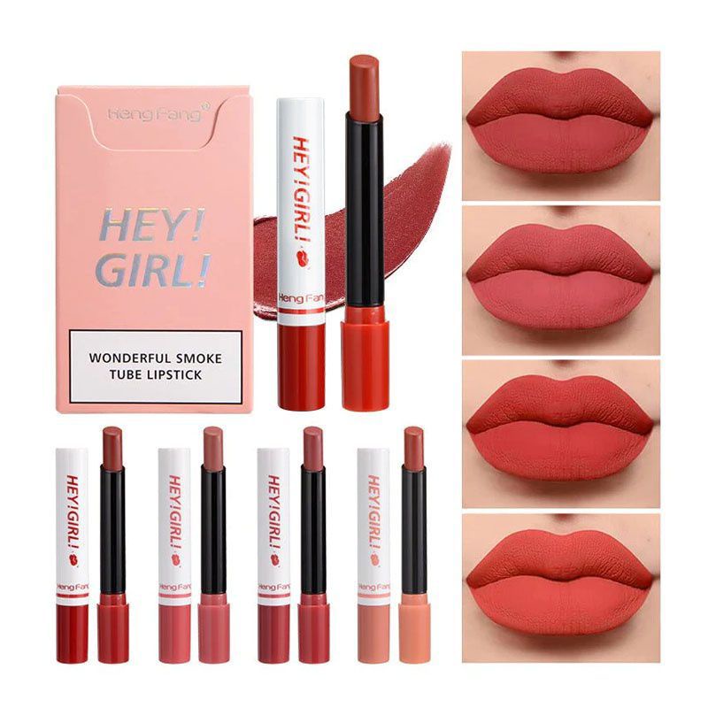 { DAPAT 4 PCS } Lipstik Hengfang Hey Girl / Lipstik Smoke Girl Hengfang  4 in 1