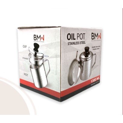 BMW Oil pot Stainless - Tempat Saringan Minyak Goreng - 1.3 Liter