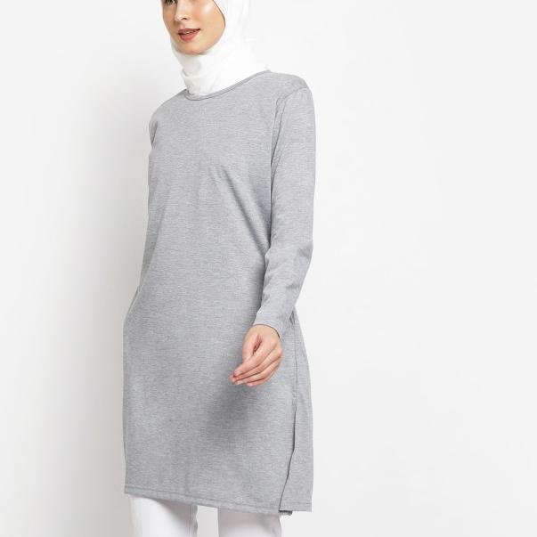 HAZIMAH tunik kaos muslimah polos murah katun - Hitam