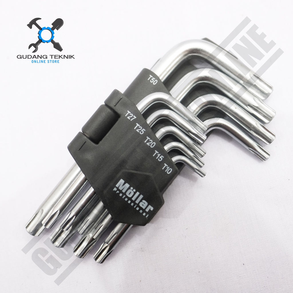 (MLR-650114 MOLLAR) Kunci L Bintang Pendek Set 9pcs 9LTKS MOLLAR / L Hex Torx Key Short Chrome  SET 9 Pcs MLR 650114 MOLLAR