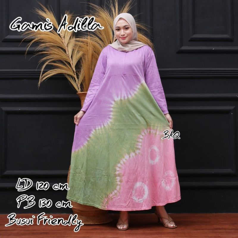 Daster Kaos Lengan Panjang Jumbo Busui Resleting Depan Bumil Baju Wanita Tiedye Adem Halus Kekinian Terbaru