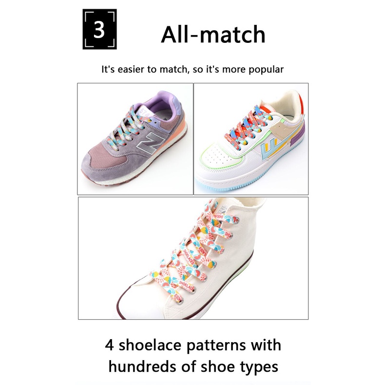 Tali Sepatu Warna Warni Untuk Sneakers Shoelaces Datar Fashion Tali Elastis