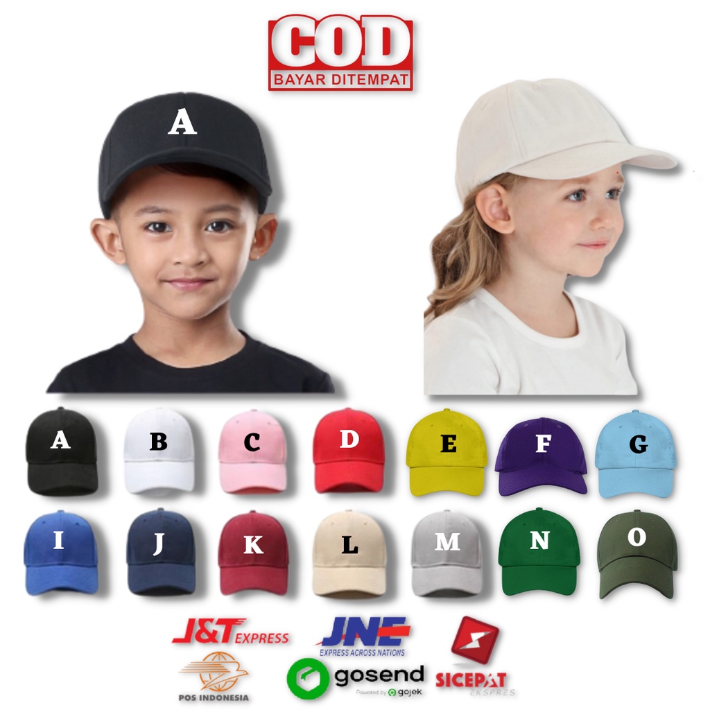 Promo Topi Baseball pria wanita Anak Dan Dewasa Caps Huruf Inisial A-Z || Premium Quality✔