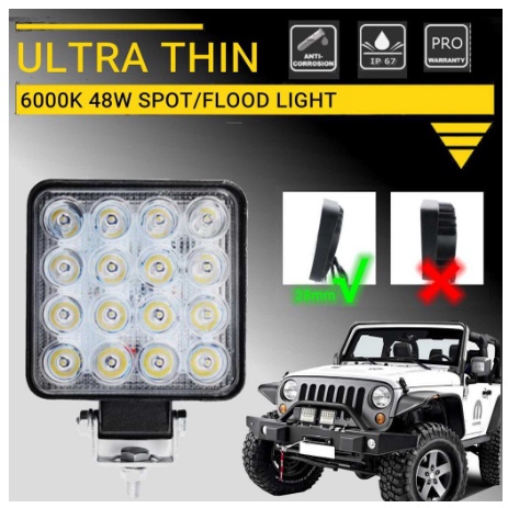 Lampu Tembak Sorot LED Worklight 16Mata 27Watt 12V&amp;24V Kotak&amp;Bulat Mobil&amp;Motor