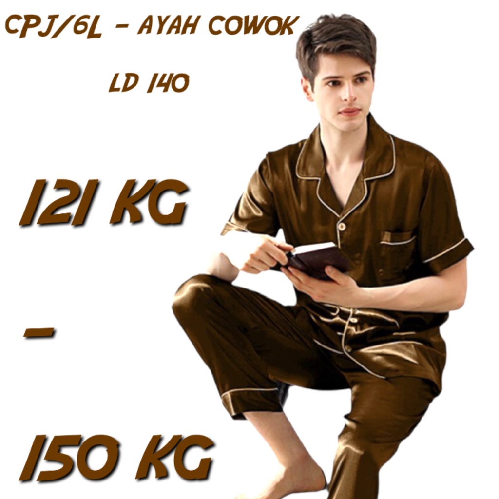 {PART2}Piyama Baju Tidur Jumbo Pria / Cowok Ld 120 130 140 Set Celana Bahan Satin Silk Premium