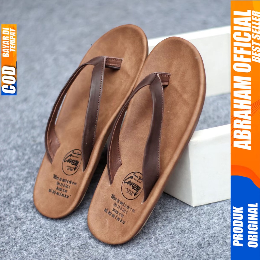 ABRHM x WALLET Sandal Jepit Pria Sandal Pria Sendal Cowok Kulit Asli Sandal Cowo Keren Kekinian Ori